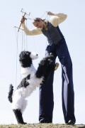 Stelzenläufer mit Marionette Stelzenläufer mit Marionette